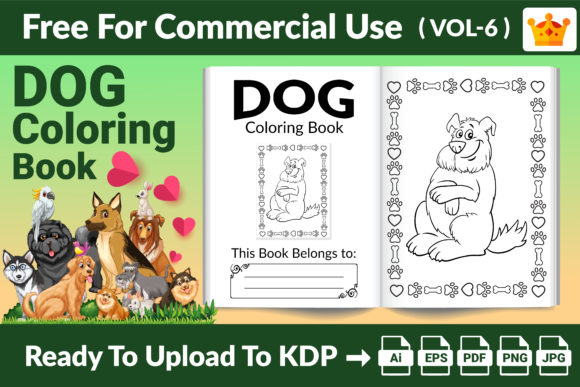 Cute Dogs Coloring Pages for Kids and KDP