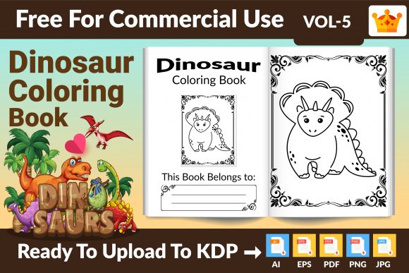 Unlock Creativity with Dinosaur Coloring Book KDP Interior V.5